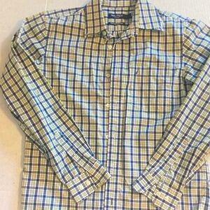 Nautica Men's Checkered Button Down Shirt - Blue and Yellow